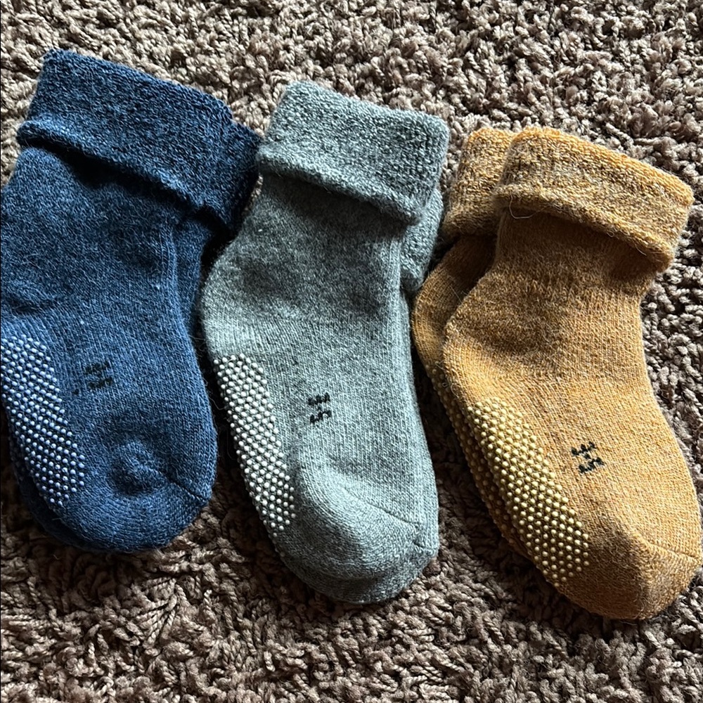 Warm Blue, Gray, and Tan Socks Trio-kids socks